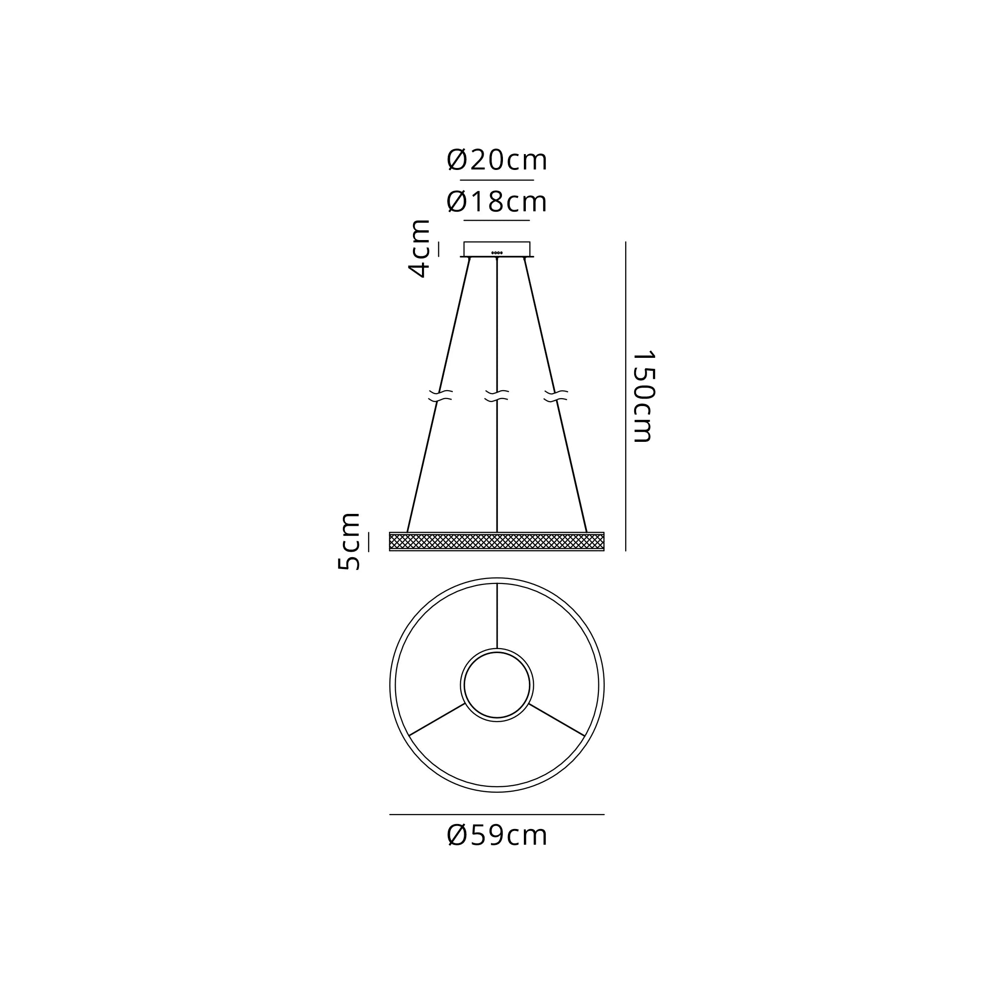 Lyra 60cm Round Pendant, 45W LED, Remote Control CCT Tuneable White 3000K-6000K, 3000lm,  Faux Leather