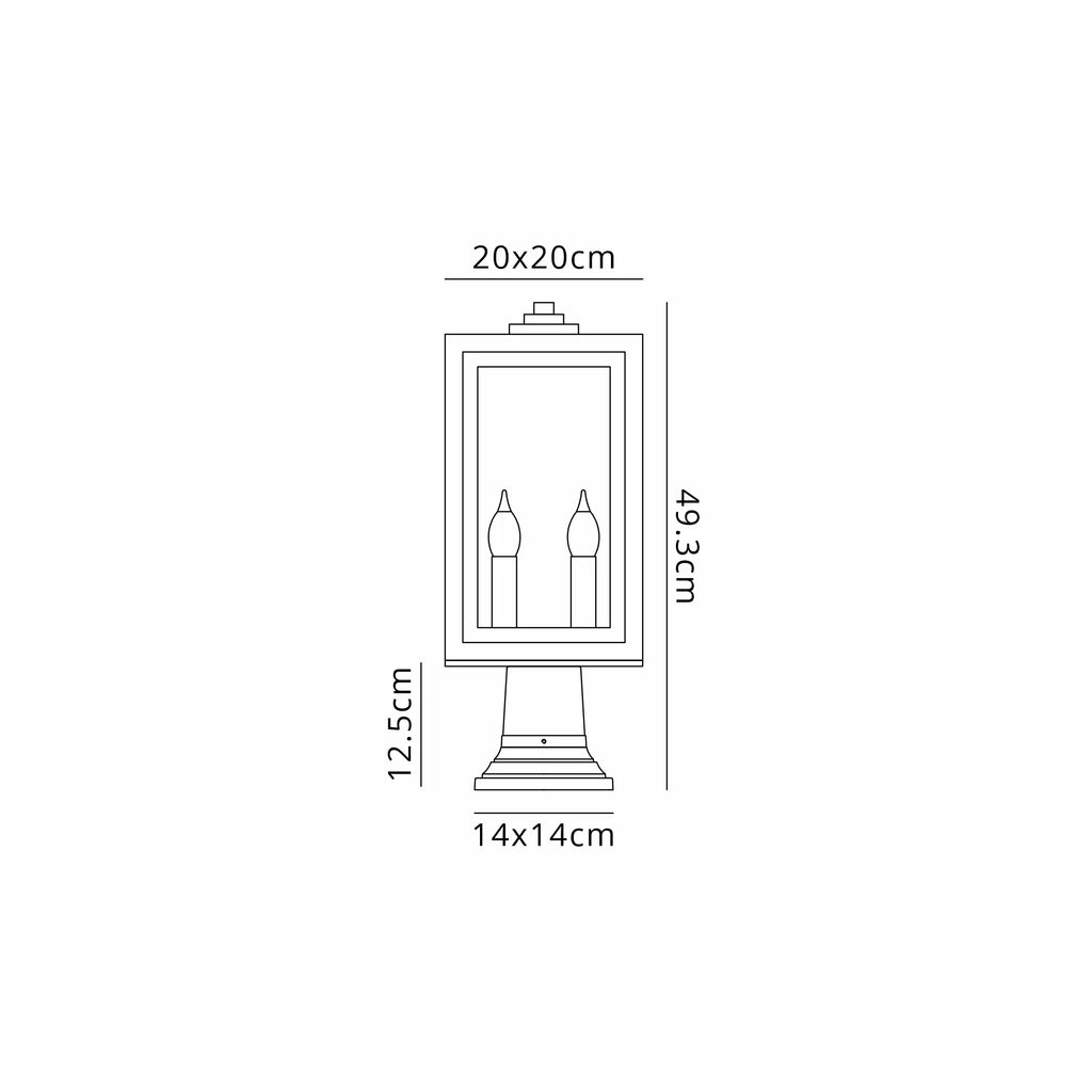 Belial Rectangular Post Lamp Small, 2 x E14, IP54, Satin Black And Gold Inner Frame Inserts Included (Copy)