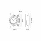 Chronos Faux Clock Wall Lamp, 1 x E27, IP54, Oil Rubbed Brass/Textured Glass