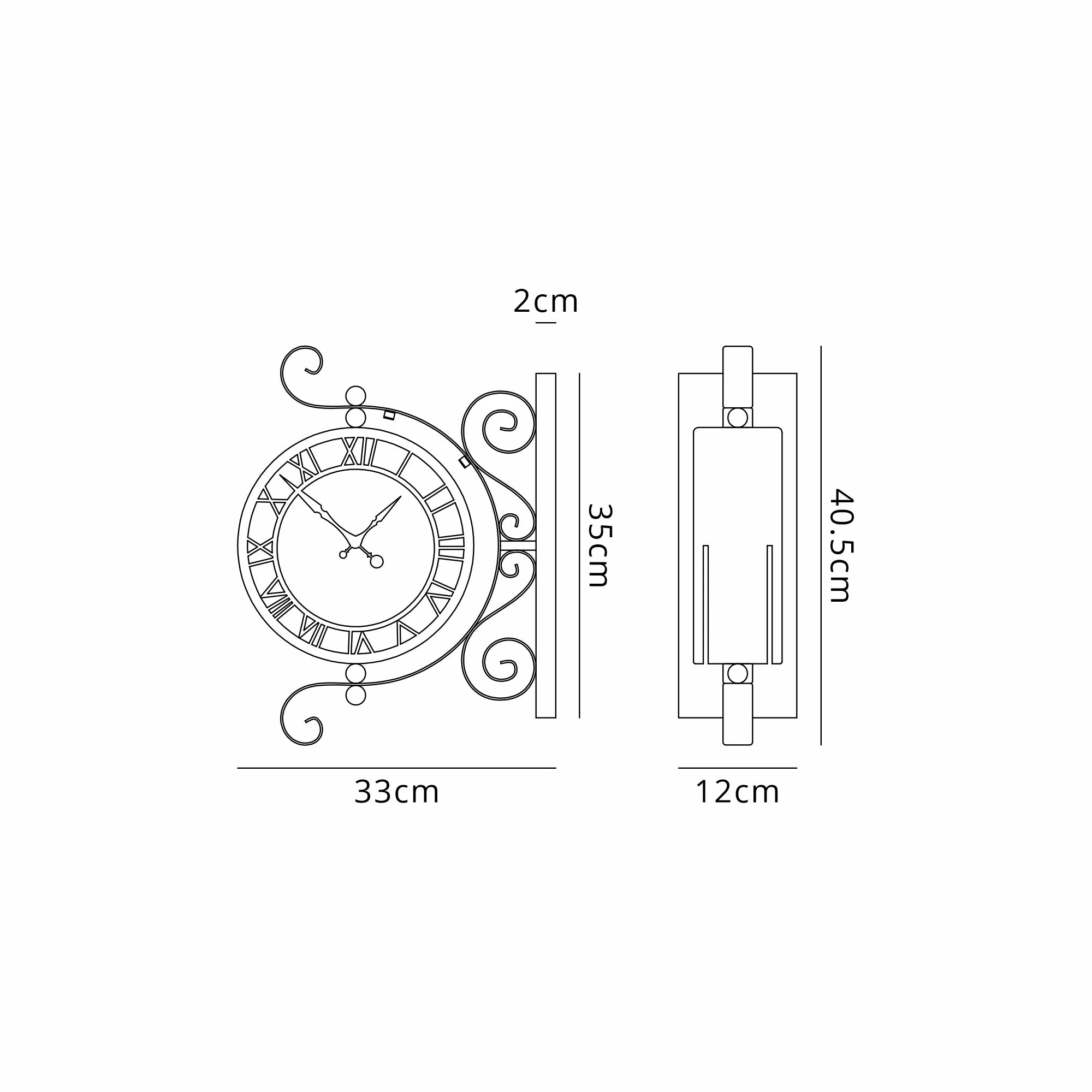 Chronos Faux Clock Wall Lamp, 1 x E27, IP54, Oil Rubbed Brass/Textured Glass