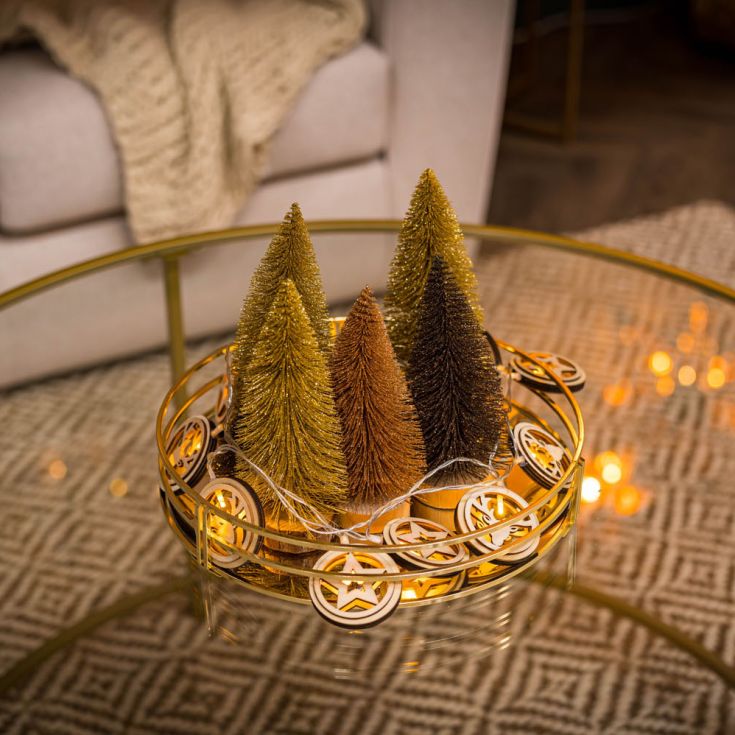 lse - LED Star and Reindeer Wooden Disk String Lights - Luminosity Designs Ltd