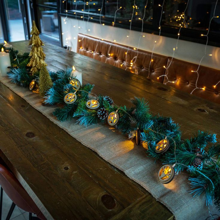 lse - LED Star and Reindeer Wooden Disk String Lights - Luminosity Designs Ltd