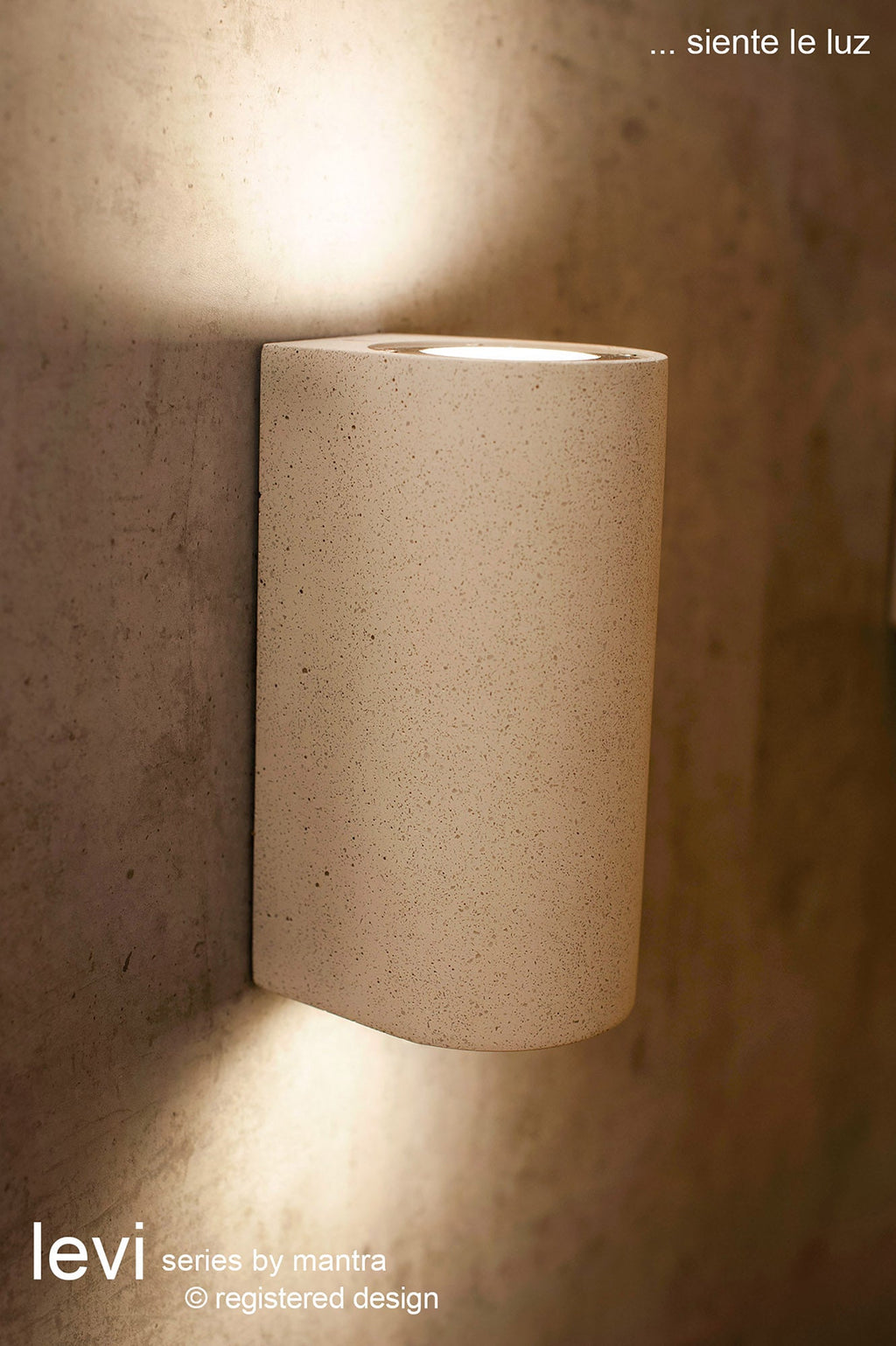 Mantra Fusion - Levi Natural Stone Round Wall Lamp, 2 x GU10 (Max 12W), IP65, 2yrs Warranty - Luminosity Designs Ltd
