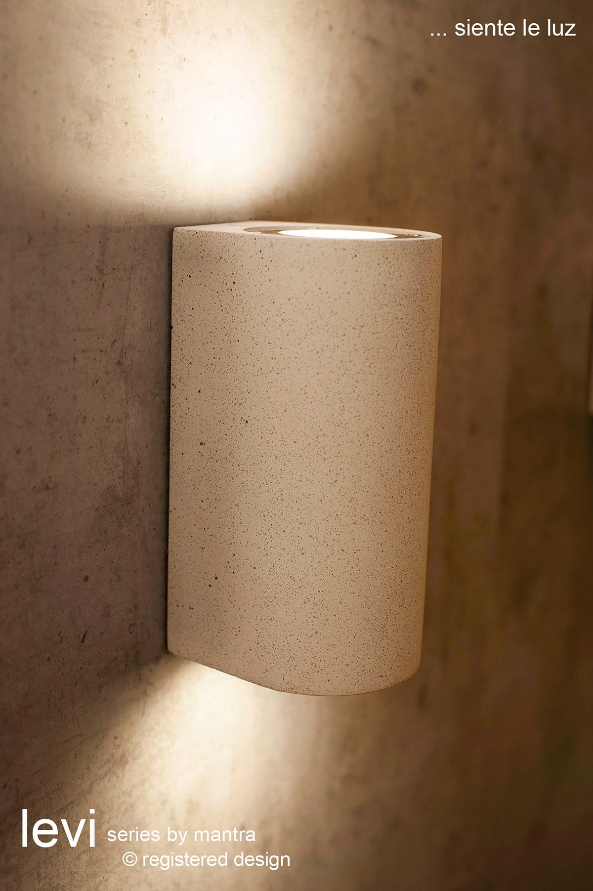 Mantra Fusion - Levi Natural Stone Round Wall Lamp, 2 x GU10 (Max 12W), IP65, 2yrs Warranty - Luminosity Designs Ltd