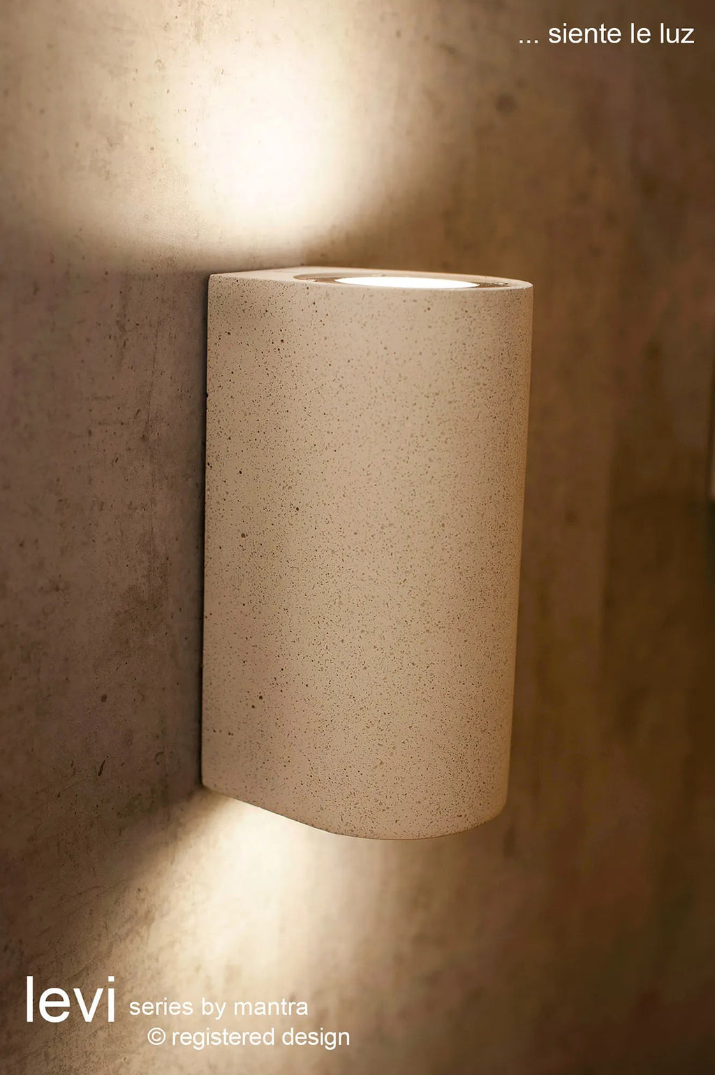 Mantra Fusion - Levi Natural Stone Round Wall Lamp, 2 x GU10 (Max 12W), IP65, 2yrs Warranty - Luminosity Designs Ltd