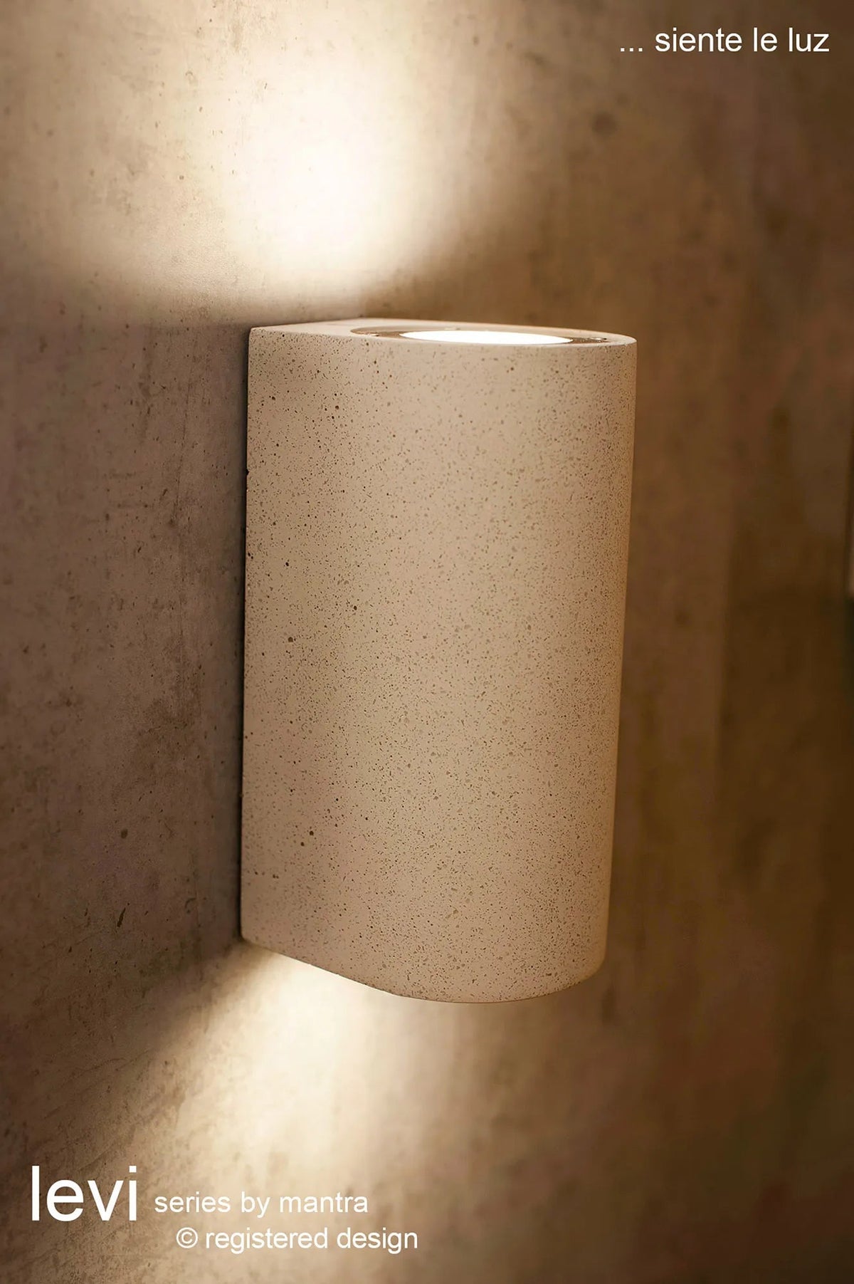 Mantra Fusion - Levi Natural Stone Round Wall Lamp, 2 x GU10 (Max 12W), IP65, 2yrs Warranty - Luminosity Designs Ltd