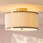 Endon - Lexi Art Deco Style Semi Flush Fitting with Pleated Shade and Glass Diffuser - Luminosity Designs Ltd