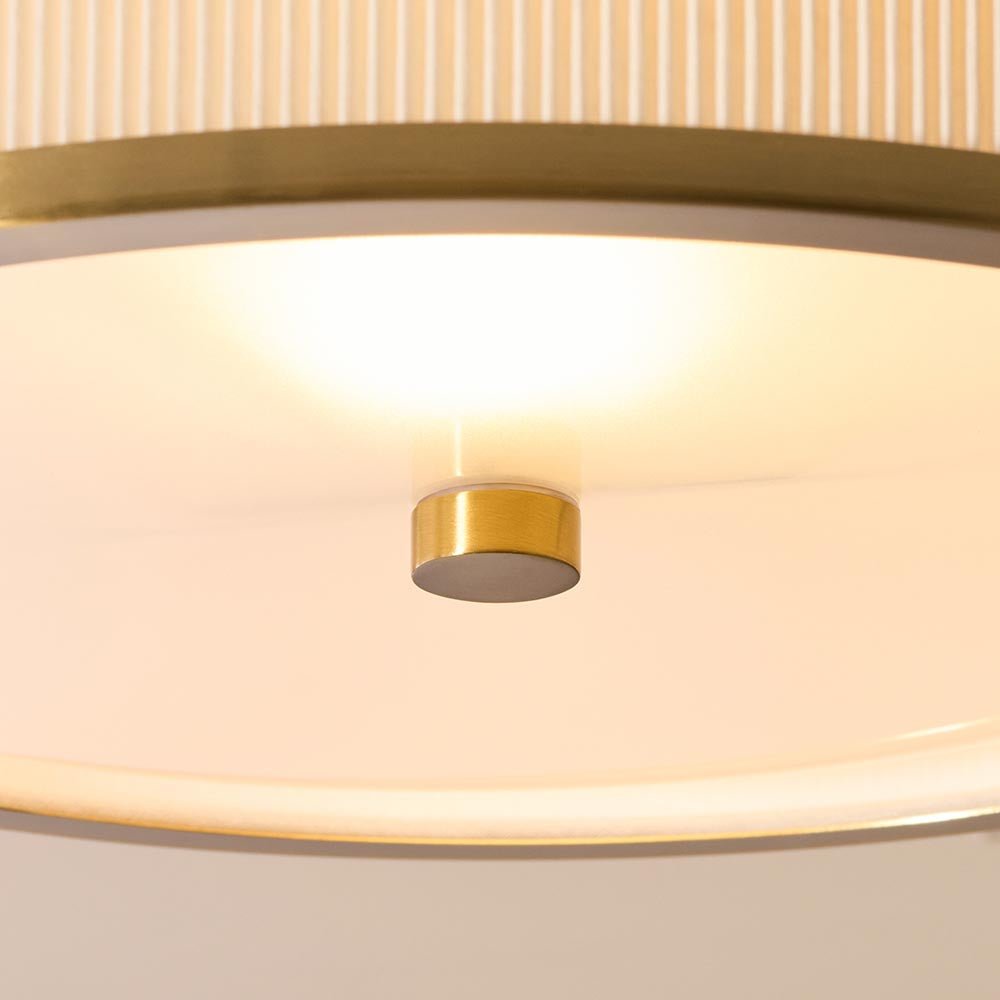 Endon - Lexi Art Deco Style Semi Flush Fitting with Pleated Shade and Glass Diffuser - Luminosity Designs Ltd