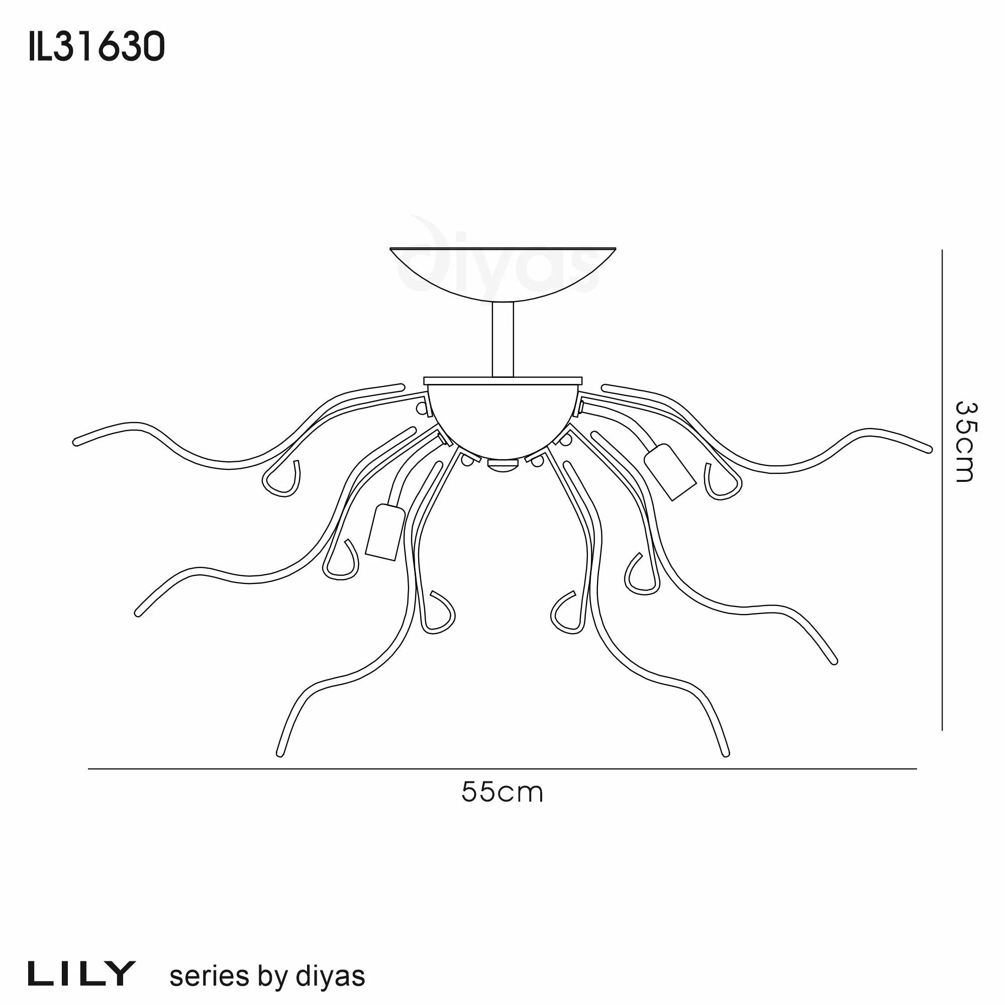 Diyas - Lily Ceiling 6 Light G9 Polished Chrome/Sand Glass (Diyas IL31630) - Luminosity Designs Ltd