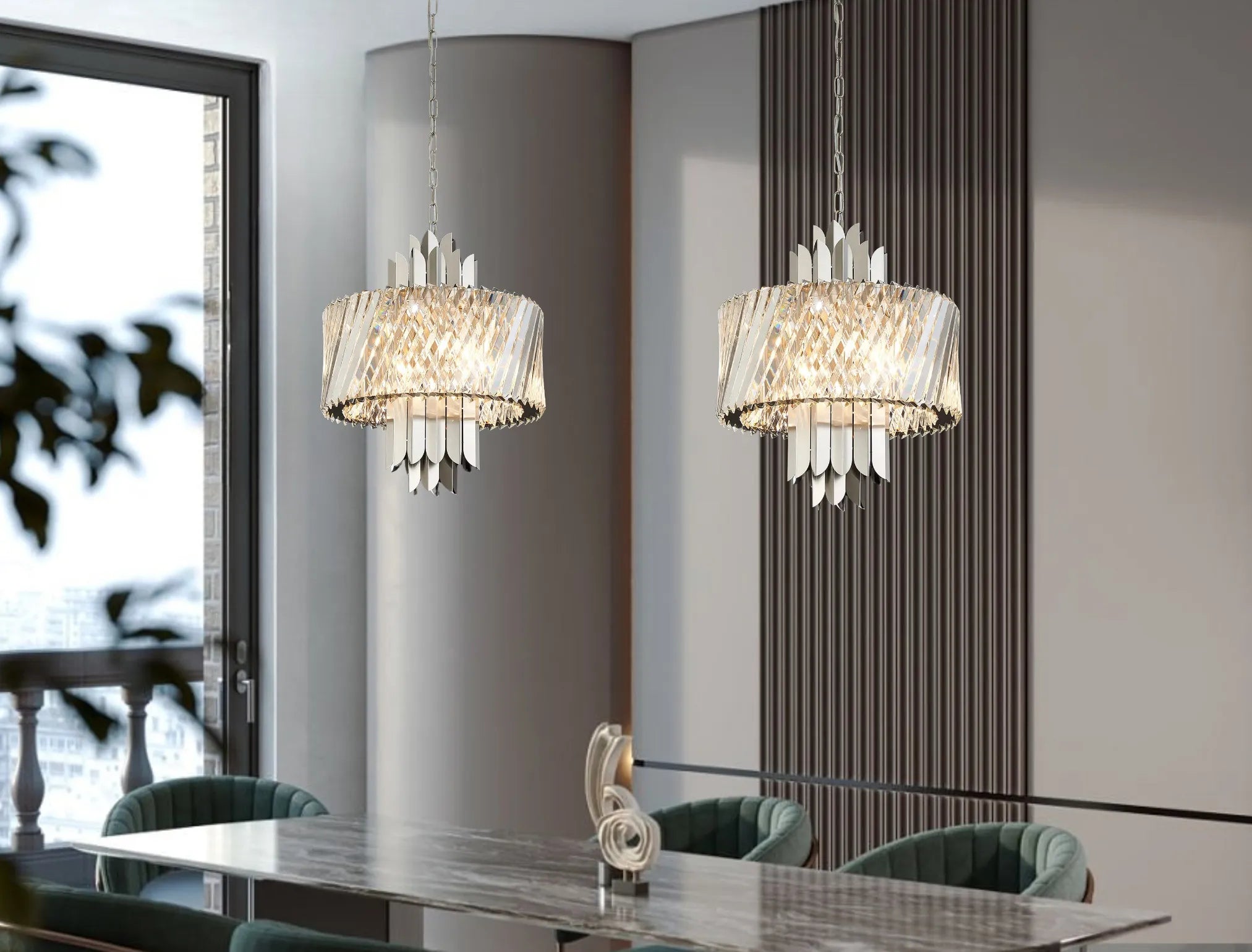 Lola 43cm Chandelier Art Deco Style Pendant, 6 x E14