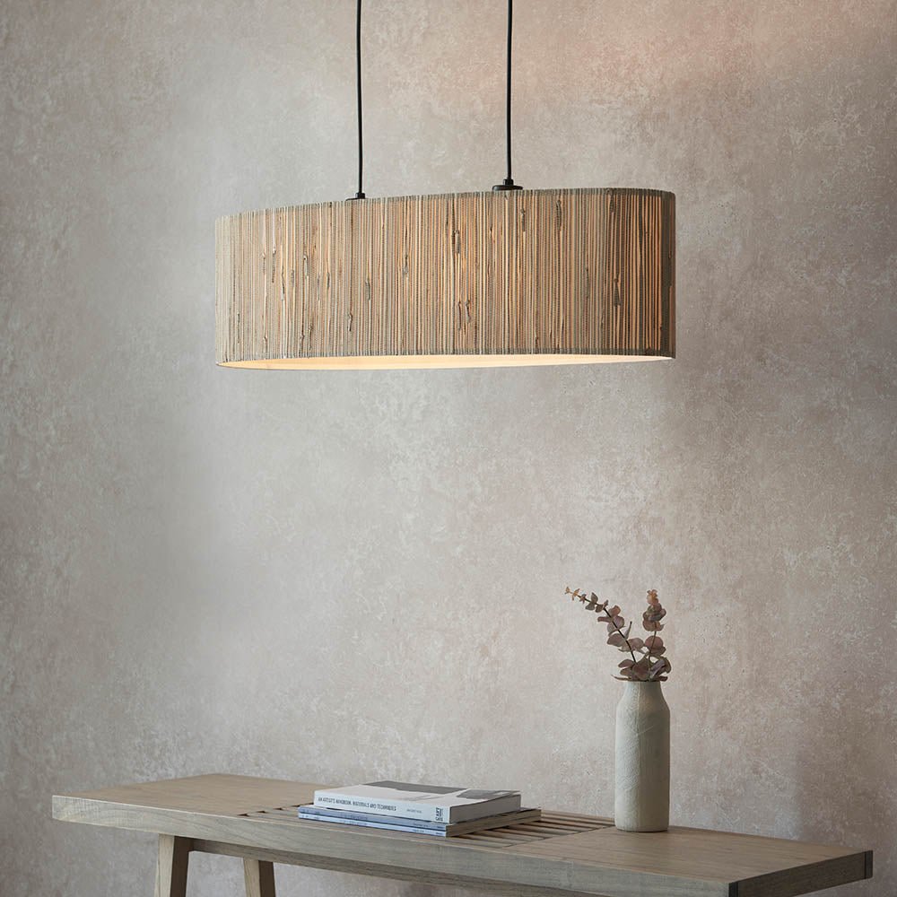 Endon - Longshore Linear Seagrass Pendant. 2 x E27 - Luminosity Designs Ltd