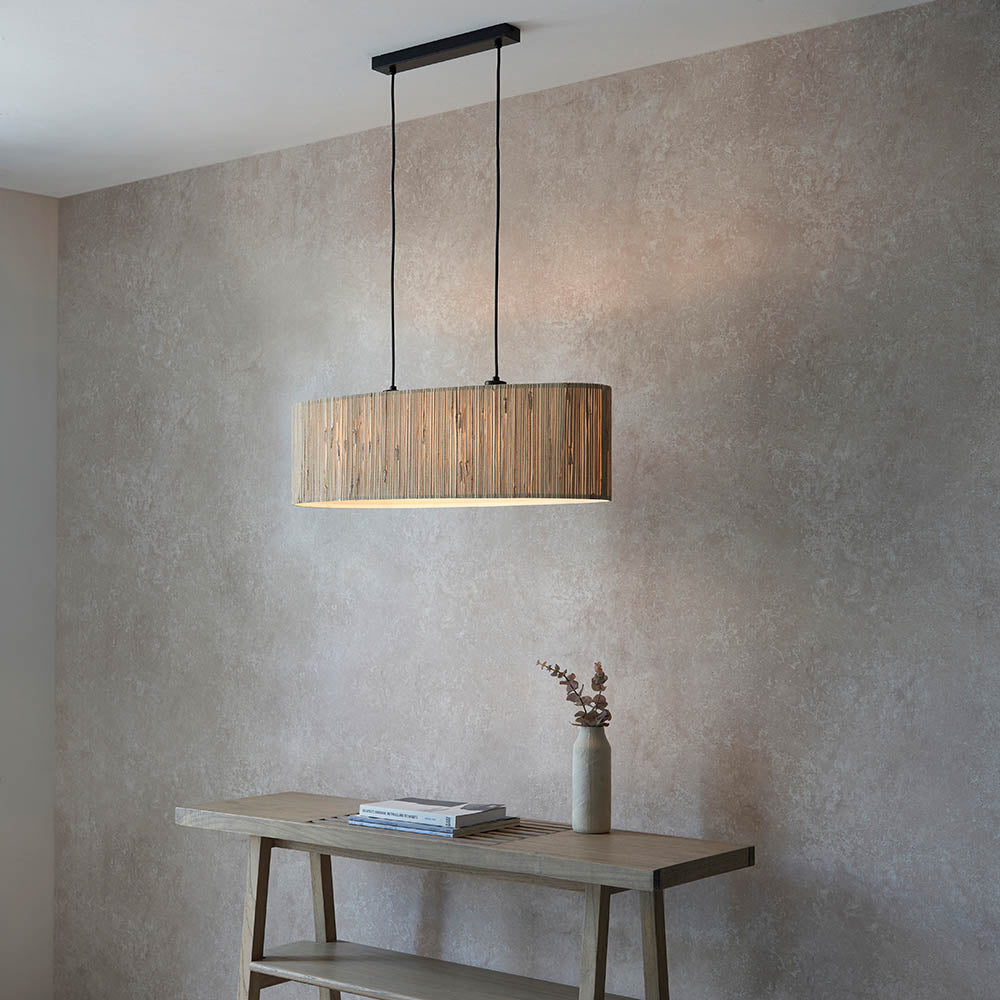 Endon - Longshore Linear Seagrass Pendant. 2 x E27 - Luminosity Designs Ltd