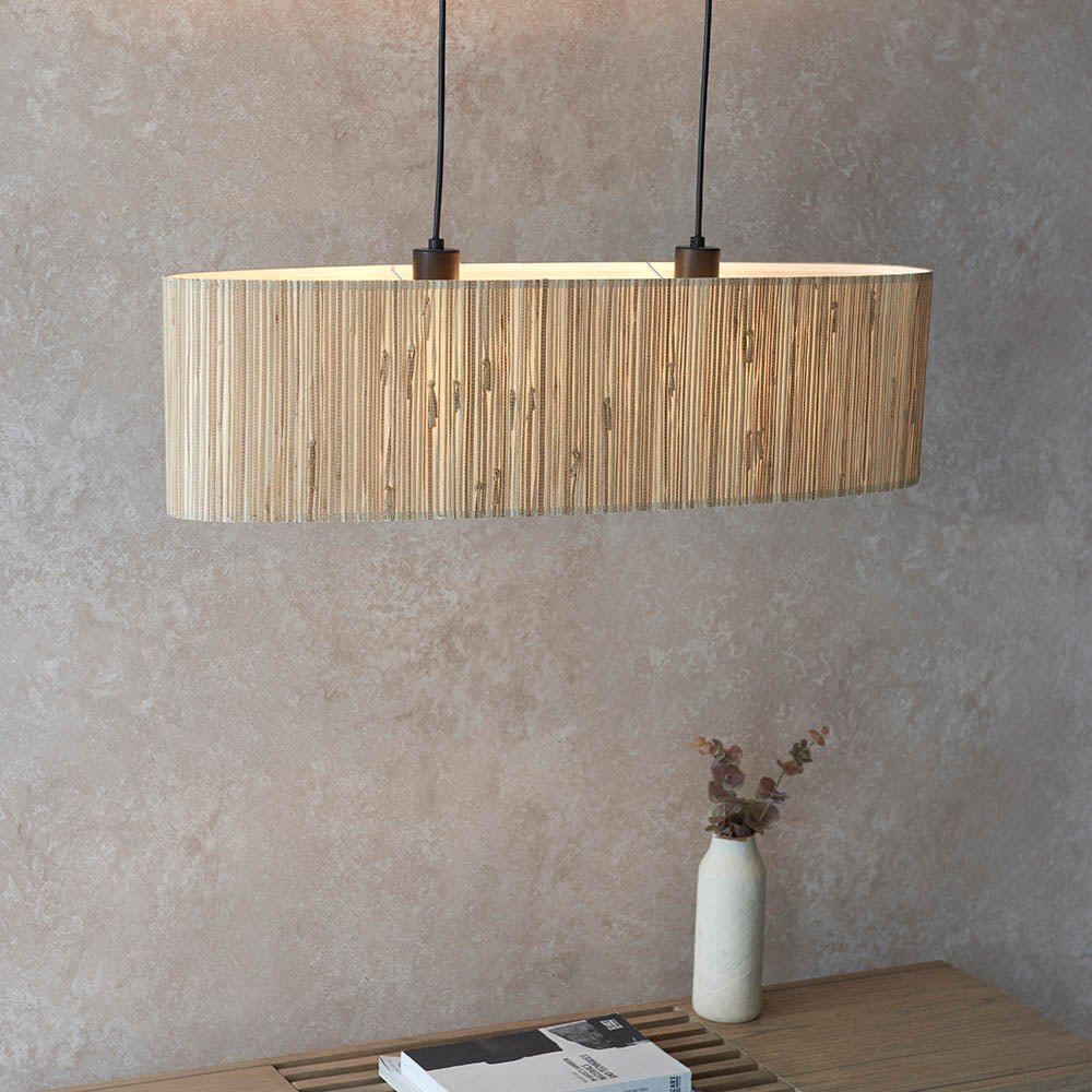 Endon - Longshore Linear Seagrass Pendant. 2 x E27 - Luminosity Designs Ltd