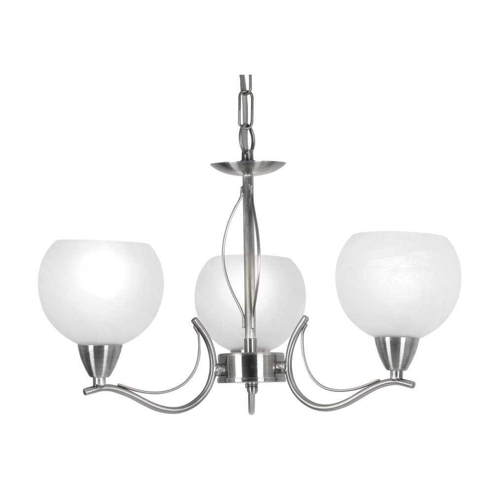 Luanda 3 Light Victorian Style Pendant with Metal Frame and Frosted Glass (Oaks 1063/3) - Luminosity Designs Ltd