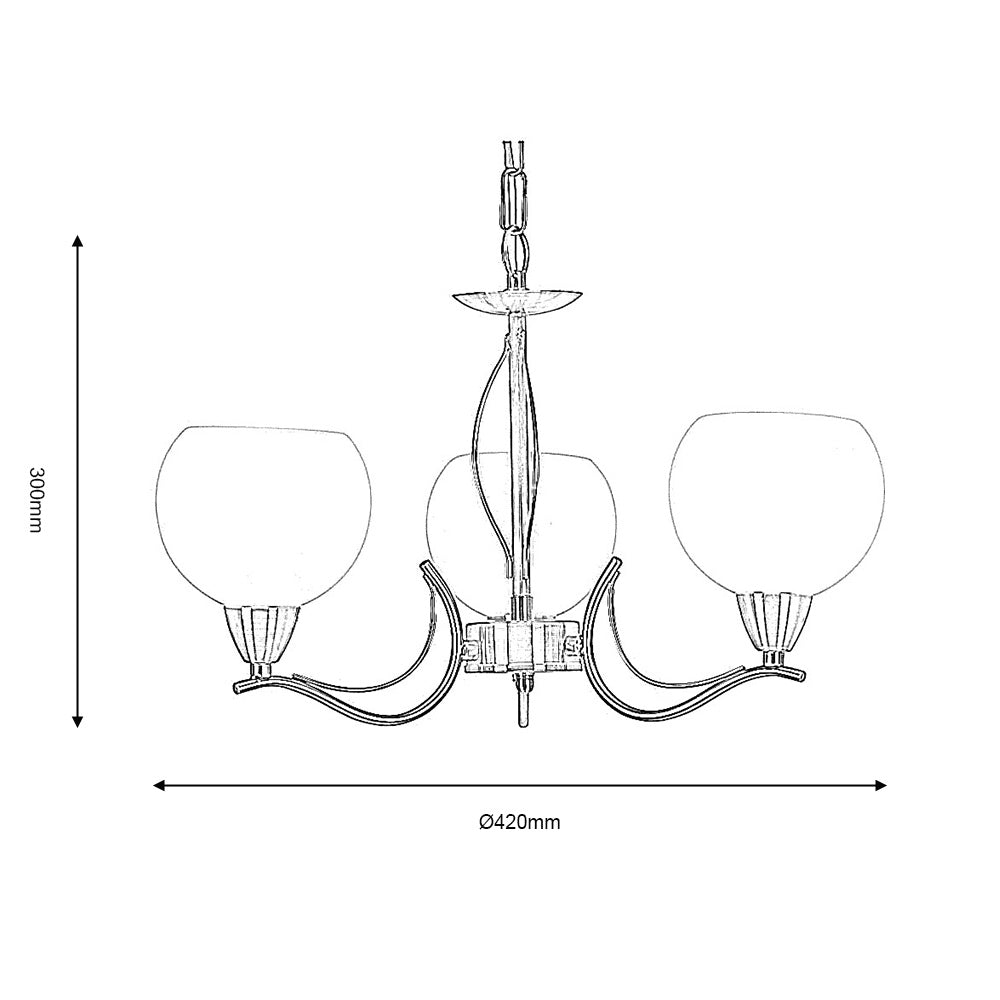 Luanda 3 Light Victorian Style Pendant with Metal Frame and Frosted Glass (Oaks 1063/3) - Luminosity Designs Ltd