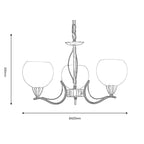Luanda 3 Light Victorian Style Pendant with Metal Frame and Frosted Glass (Oaks 1063/3) - Luminosity Designs Ltd