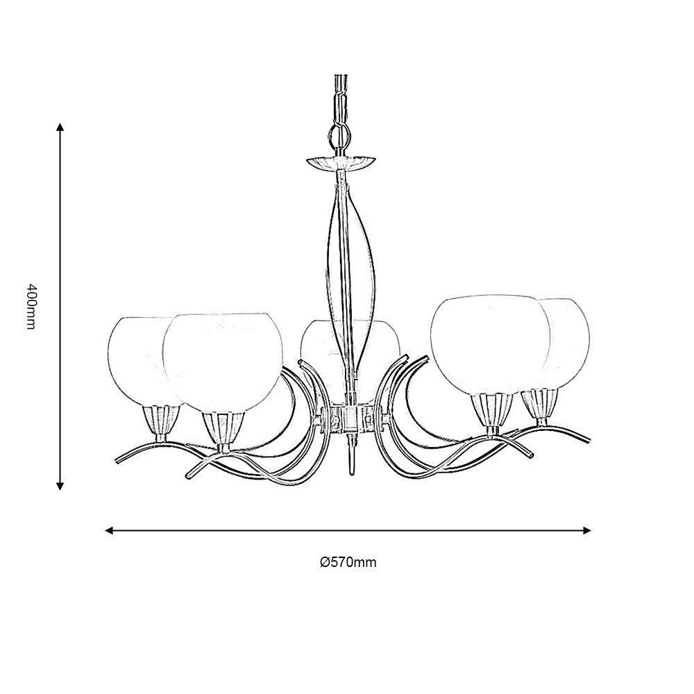 Luanda 5 Light Victorian Style Pendant with Metal Frame and Frosted Glass (Oaks 1063/5) - Luminosity Designs Ltd