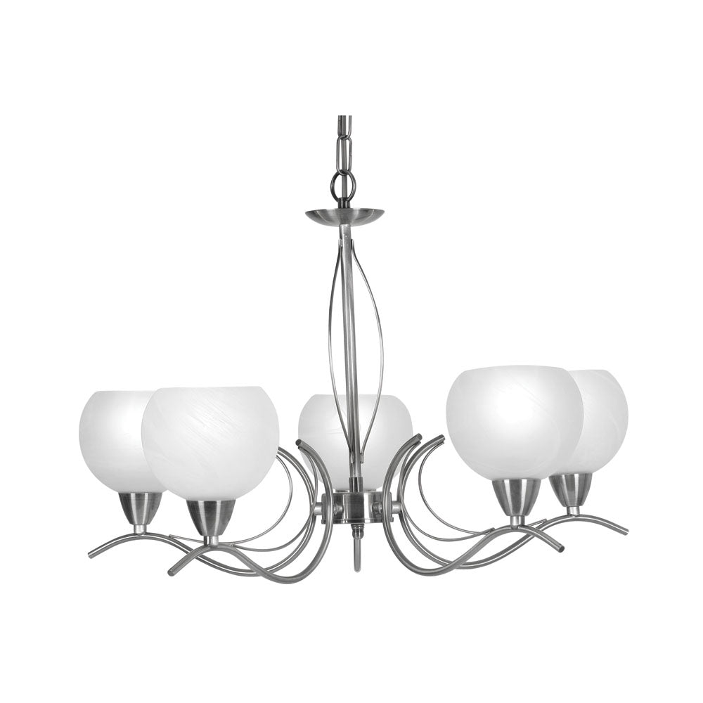 Luanda 5 Light Victorian Style Pendant with Metal Frame and Frosted Glass (Oaks 1063/5) - Luminosity Designs Ltd
