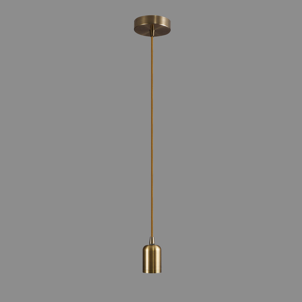 Luminosity Single Modern Pendant with 2m Braided Cable and Deep Shade Ring for Thick Glass
