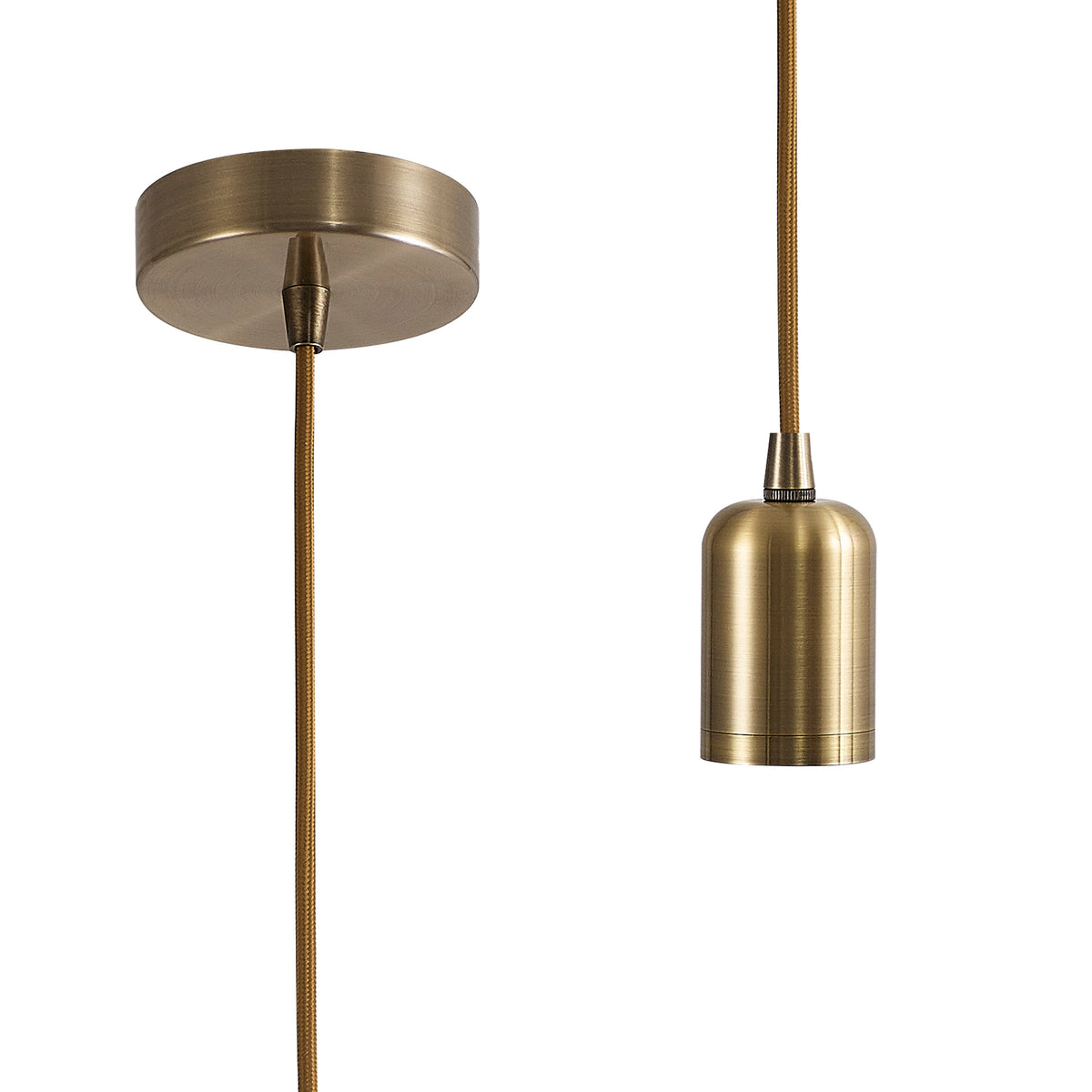Luminosity Single Modern Pendant with 2m Braided Cable and Deep Shade Ring for Thick Glass