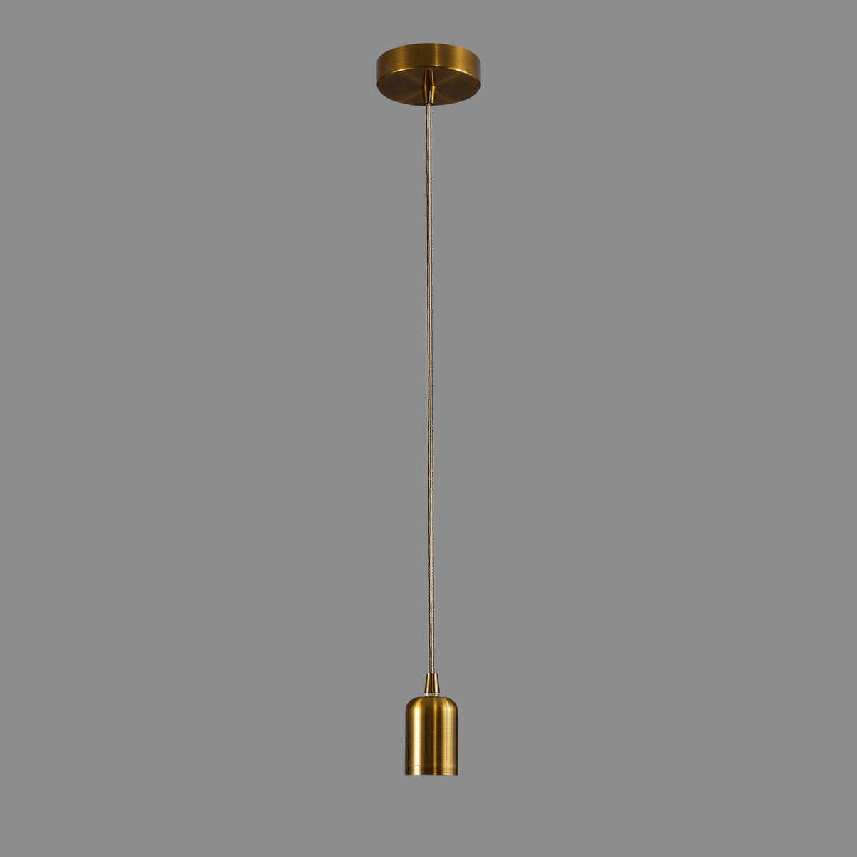 Luminosity Single Modern Pendant with 2m Braided Cable and Deep Shade Ring for Thick Glass