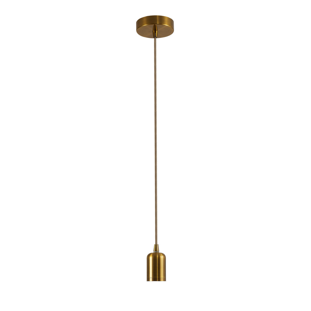 Luminosity Single Modern Pendant with 2m Braided Cable and Deep Shade Ring for Thick Glass