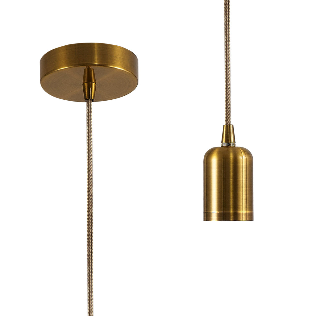Luminosity Single Modern Pendant with 2m Braided Cable and Deep Shade Ring for Thick Glass