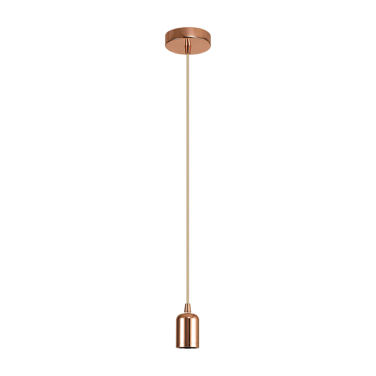 Luminosity Single Modern Pendant with 2m Braided Cable and Deep Shade Ring for Thick Glass