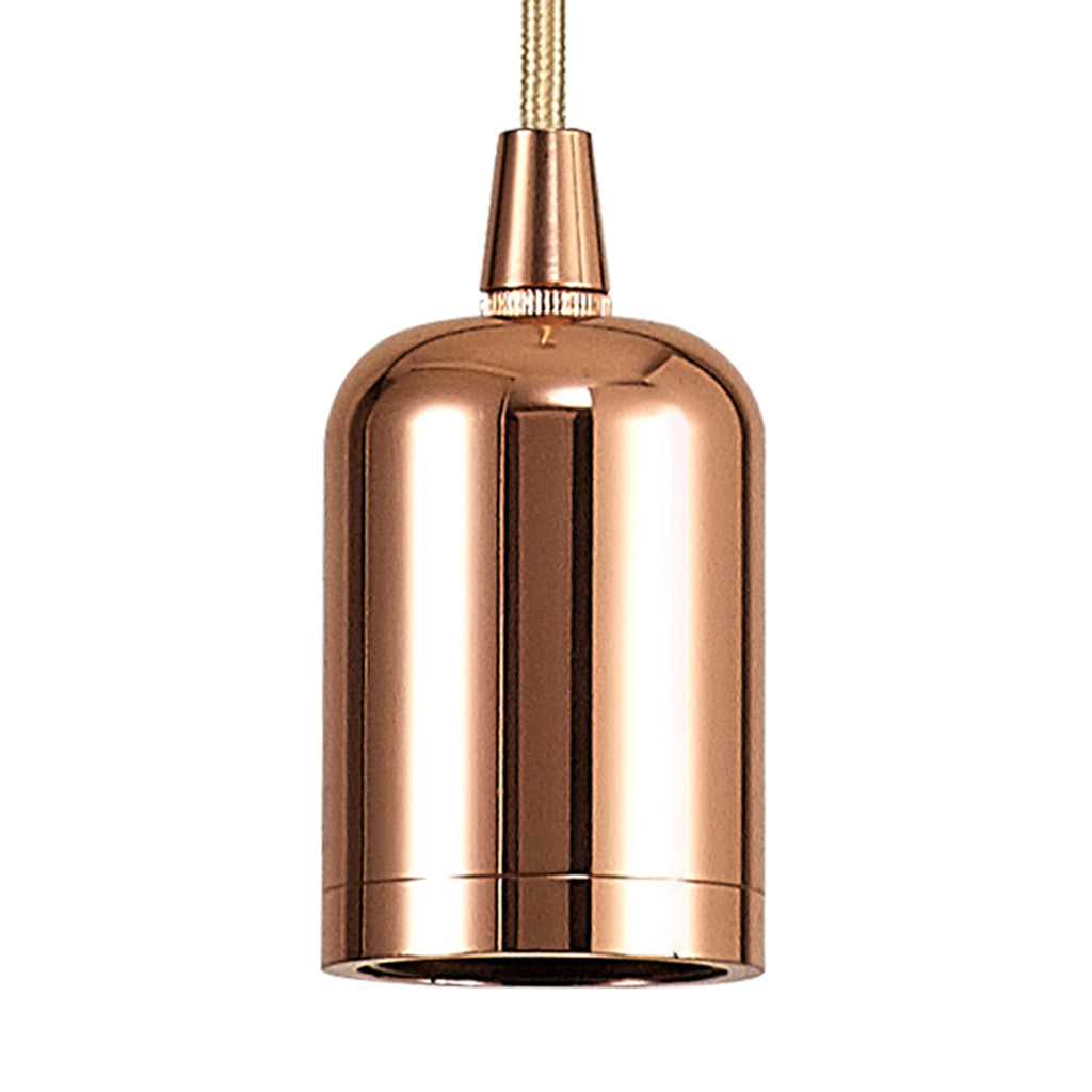 Luminosity Single Modern Pendant with 2m Braided Cable and Deep Shade Ring for Thick Glass