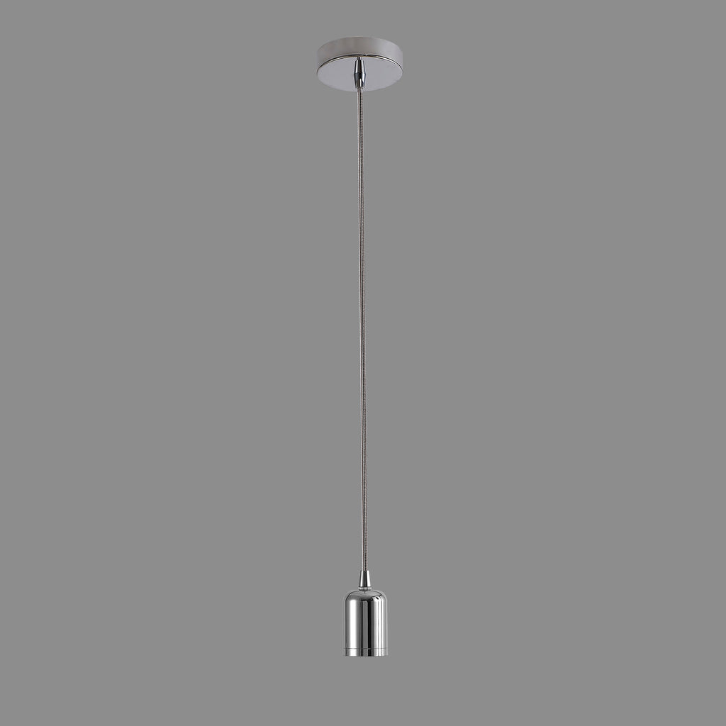 Luminosity Single Modern Pendant with 2m Braided Cable and Deep Shade Ring for Thick Glass