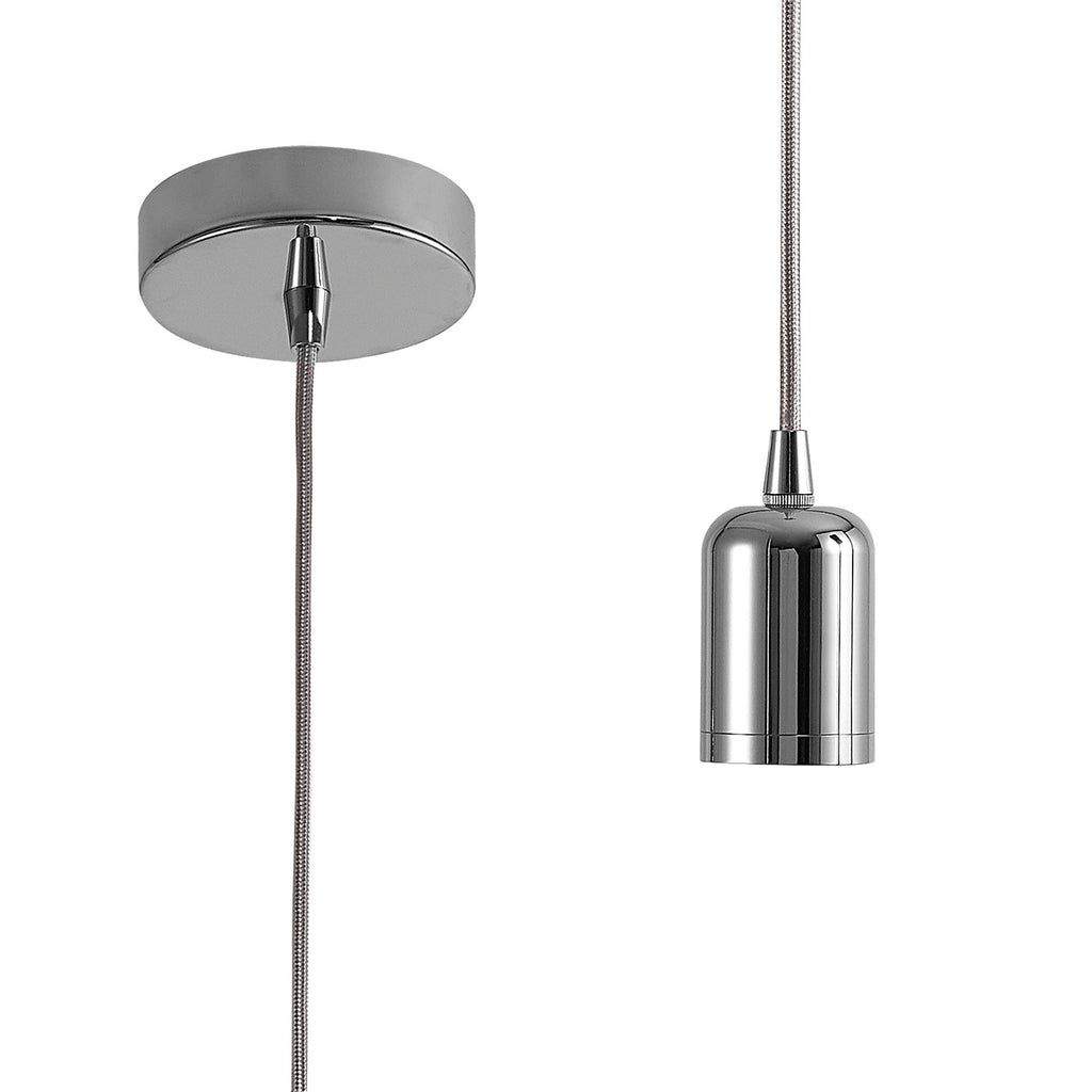 Luminosity Single Modern Pendant with 2m Braided Cable and Deep Shade Ring for Thick Glass