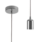 Luminosity Single Modern Pendant with 2m Braided Cable and Deep Shade Ring for Thick Glass