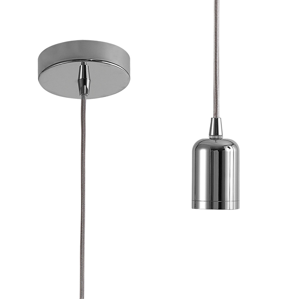 Luminosity Single Modern Pendant with 2m Braided Cable and Deep Shade Ring for Thick Glass