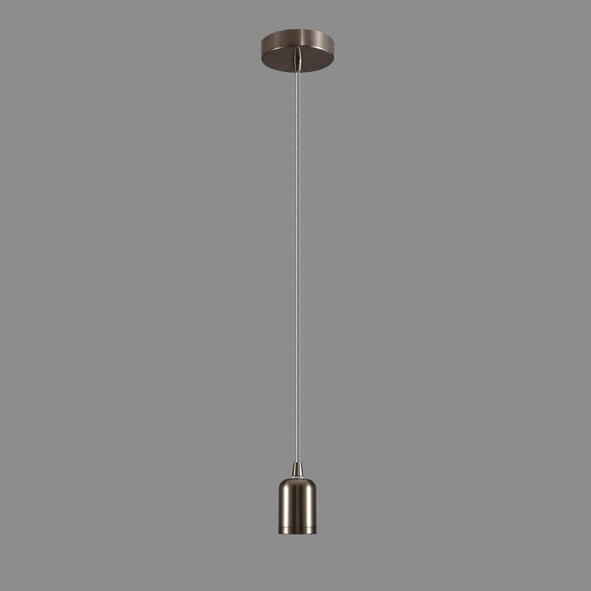 Luminosity Single Modern Pendant with 2m Braided Cable and Deep Shade Ring for Thick Glass