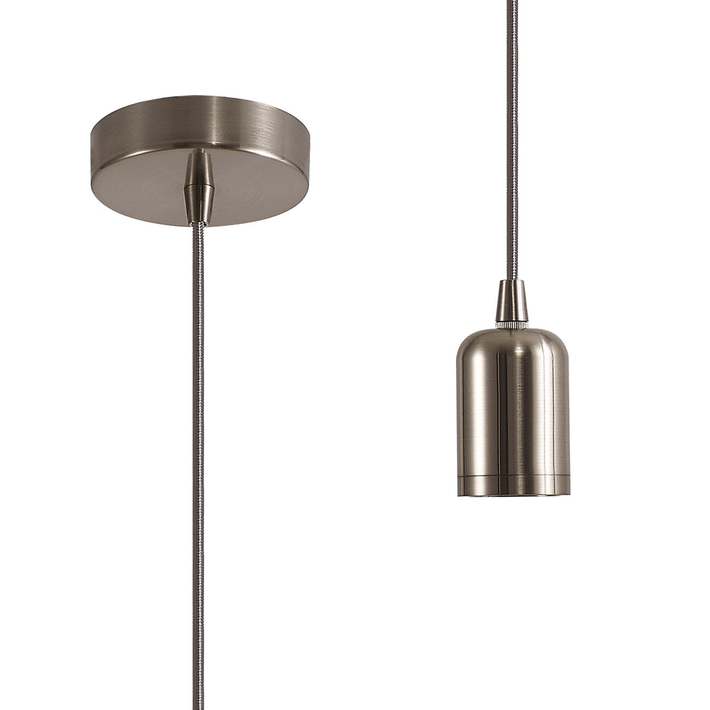 Luminosity Single Modern Pendant with 2m Braided Cable and Deep Shade Ring for Thick Glass