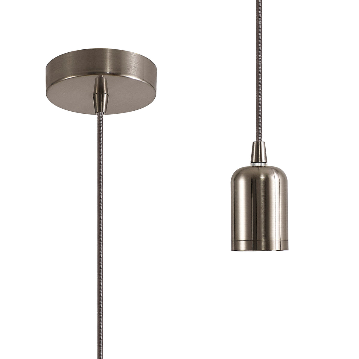 Luminosity Single Modern Pendant with 2m Braided Cable and Deep Shade Ring for Thick Glass