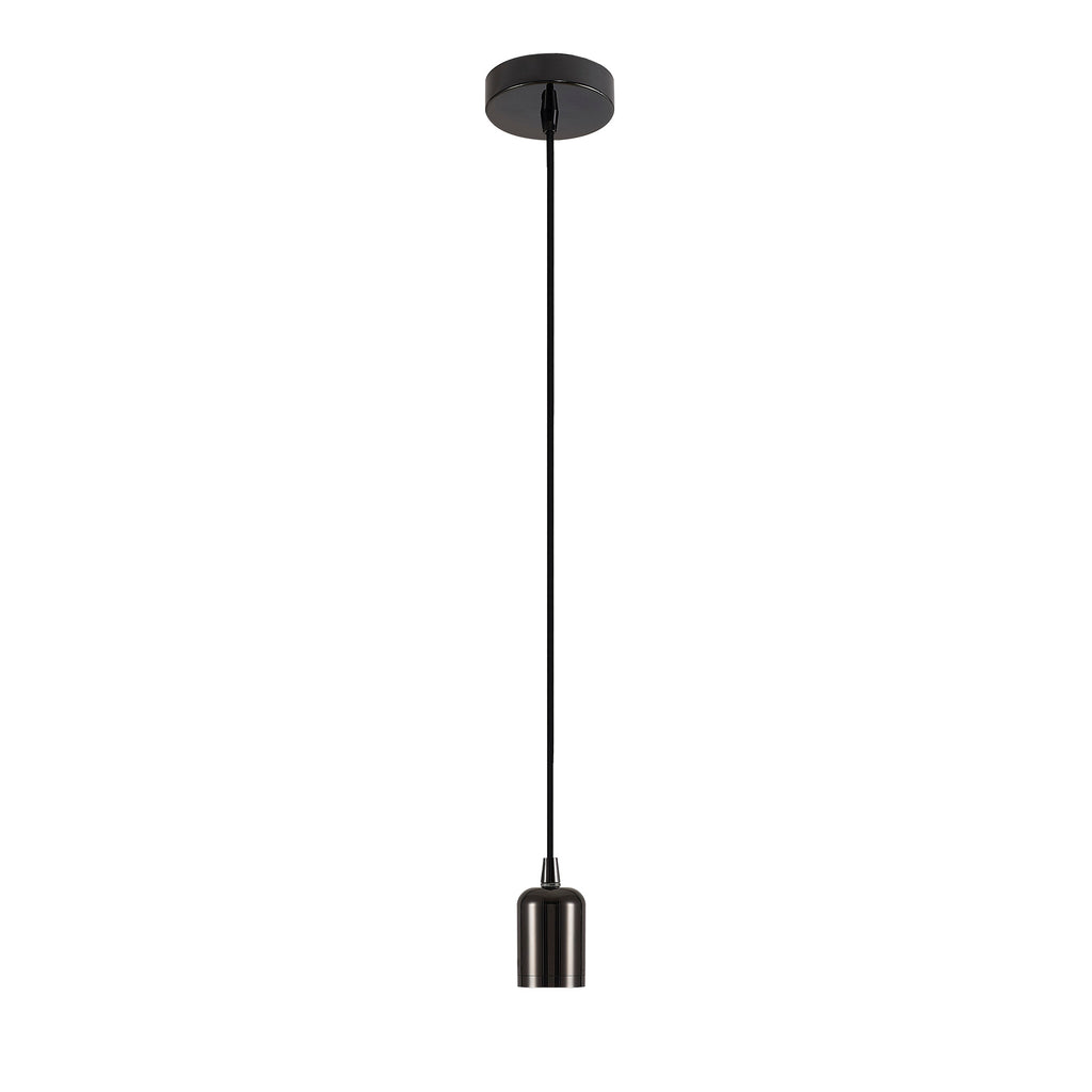 Luminosity Single Modern Pendant with 2m Braided Cable and Deep Shade Ring for Thick Glass