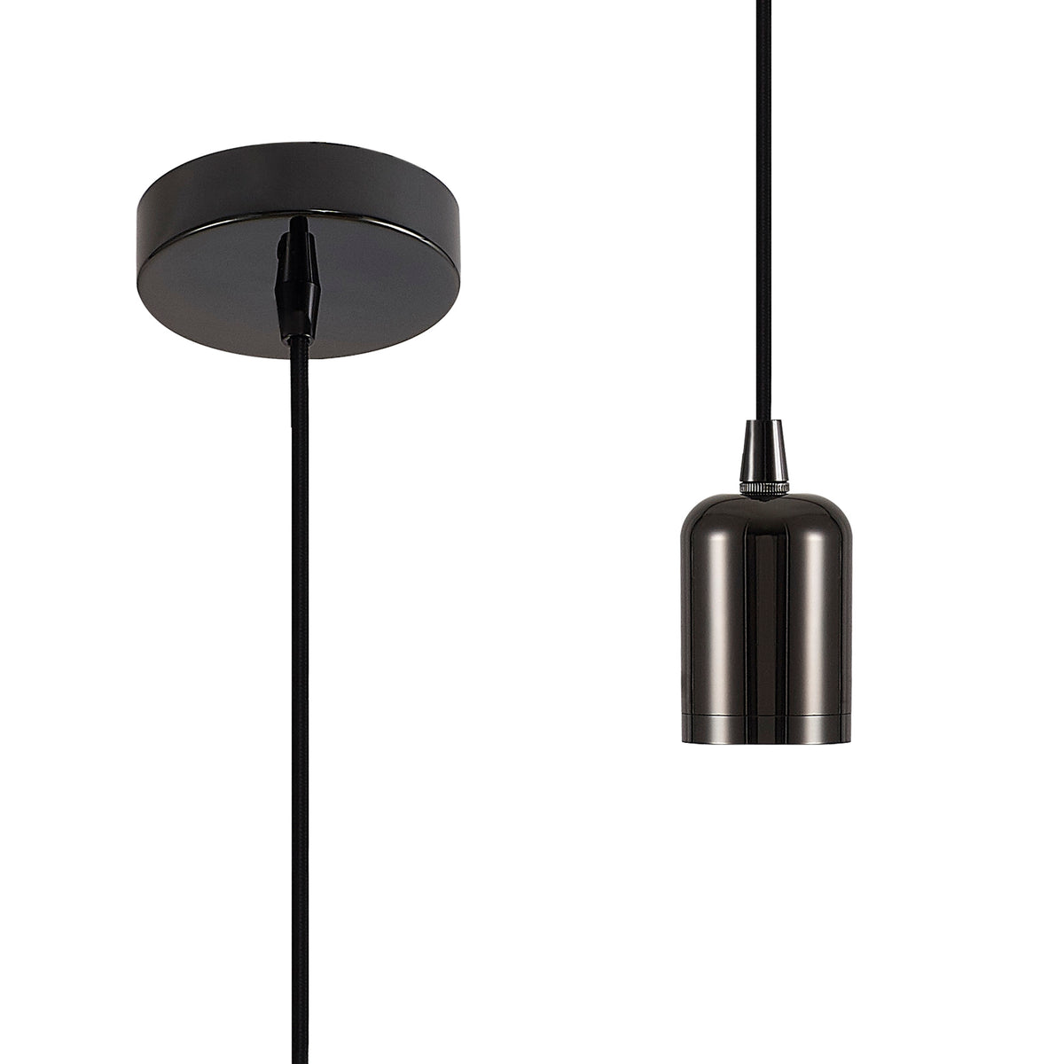 Luminosity Single Modern Pendant with 2m Braided Cable and Deep Shade Ring for Thick Glass