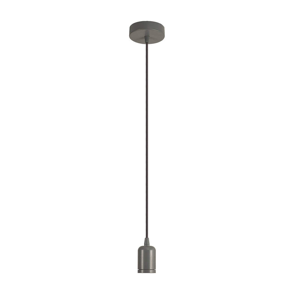 Luminosity Single Modern Pendant with 2m Braided Cable and Deep Shade Ring for Thick Glass