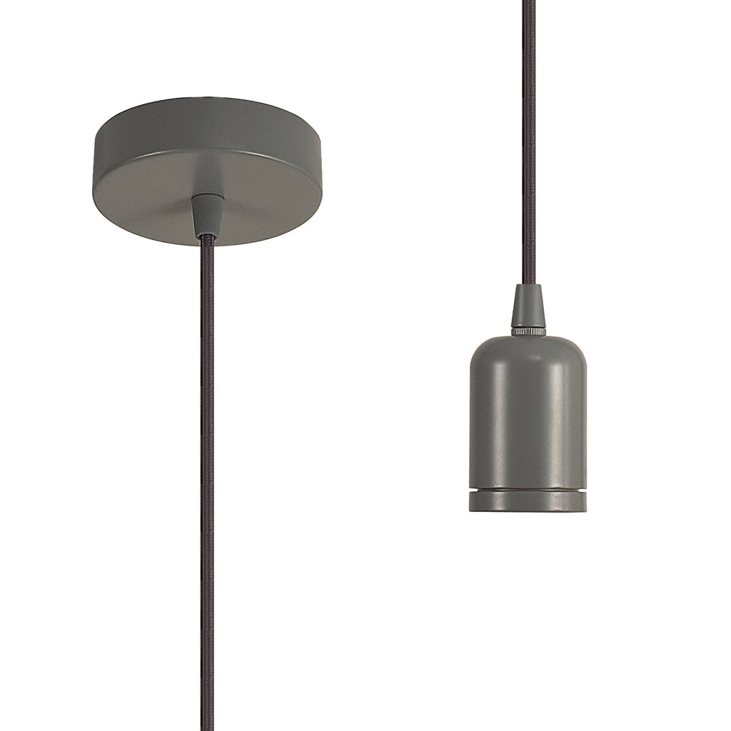 Luminosity Single Modern Pendant with 2m Braided Cable and Deep Shade Ring for Thick Glass