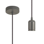 Luminosity Single Modern Pendant with 2m Braided Cable and Deep Shade Ring for Thick Glass