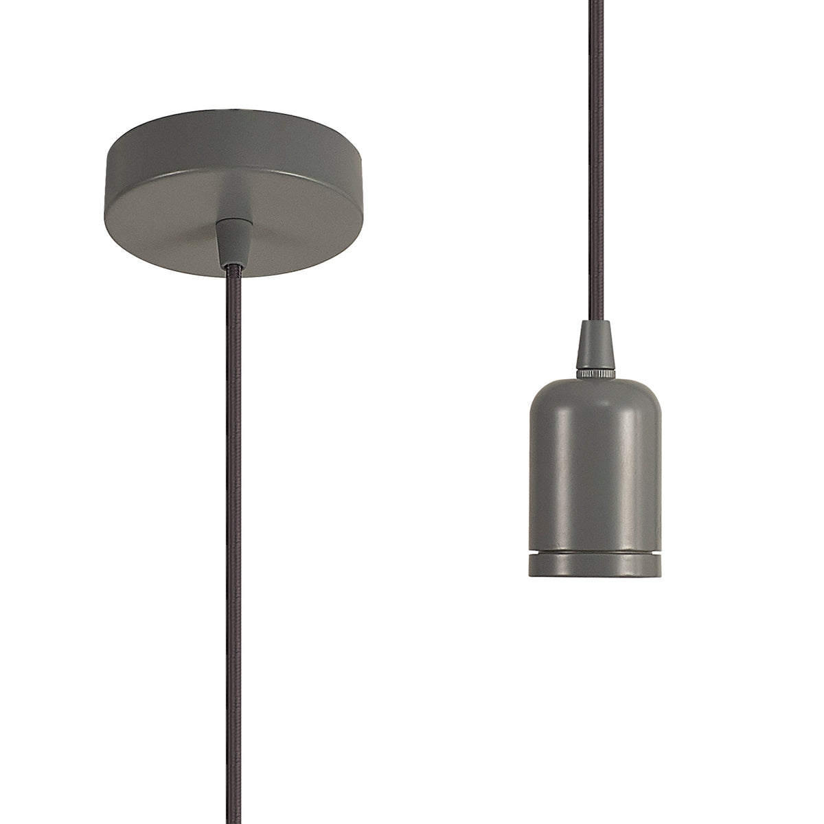 Luminosity Single Modern Pendant with 2m Braided Cable and Deep Shade Ring for Thick Glass