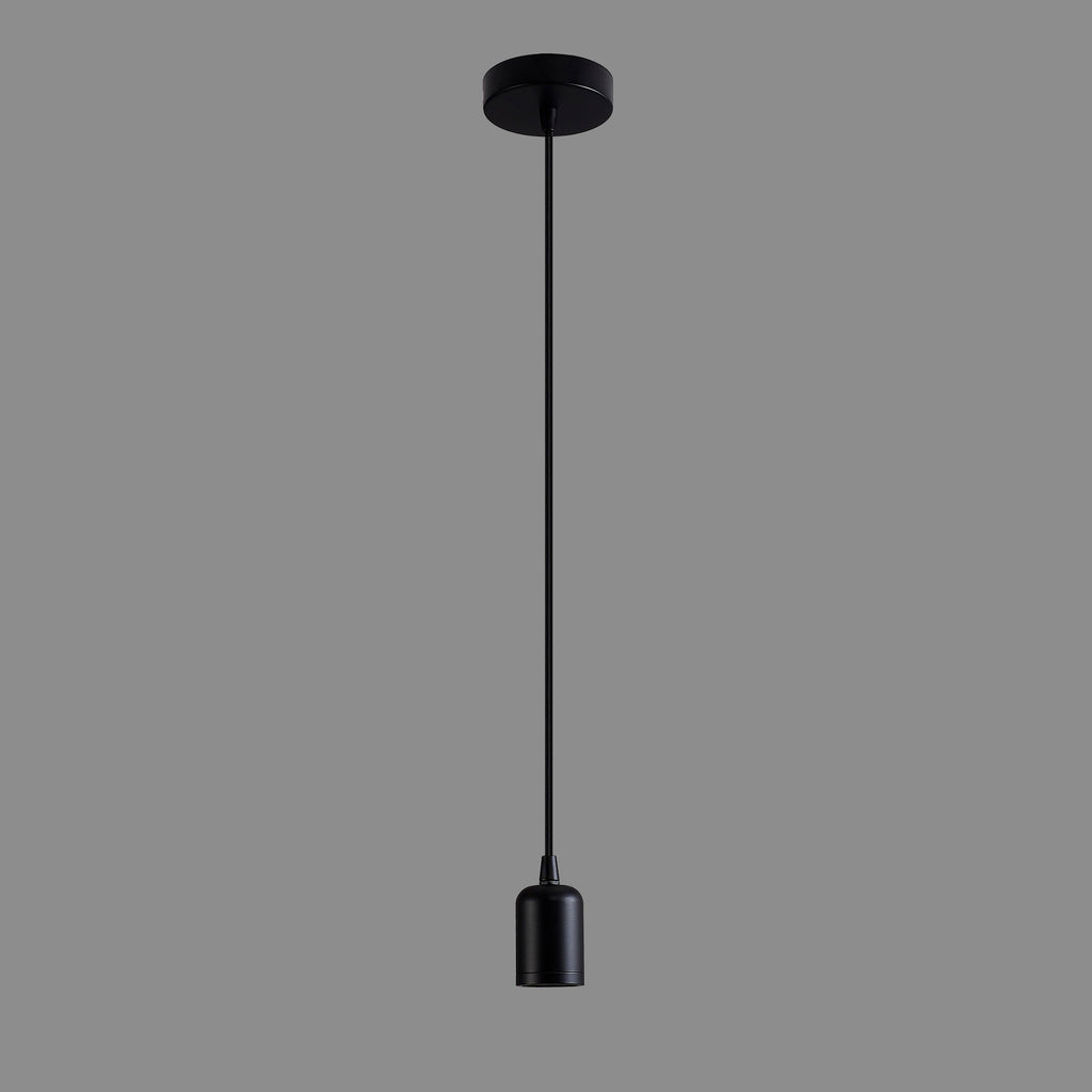 Luminosity Single Modern Pendant with 2m Braided Cable and Deep Shade Ring for Thick Glass