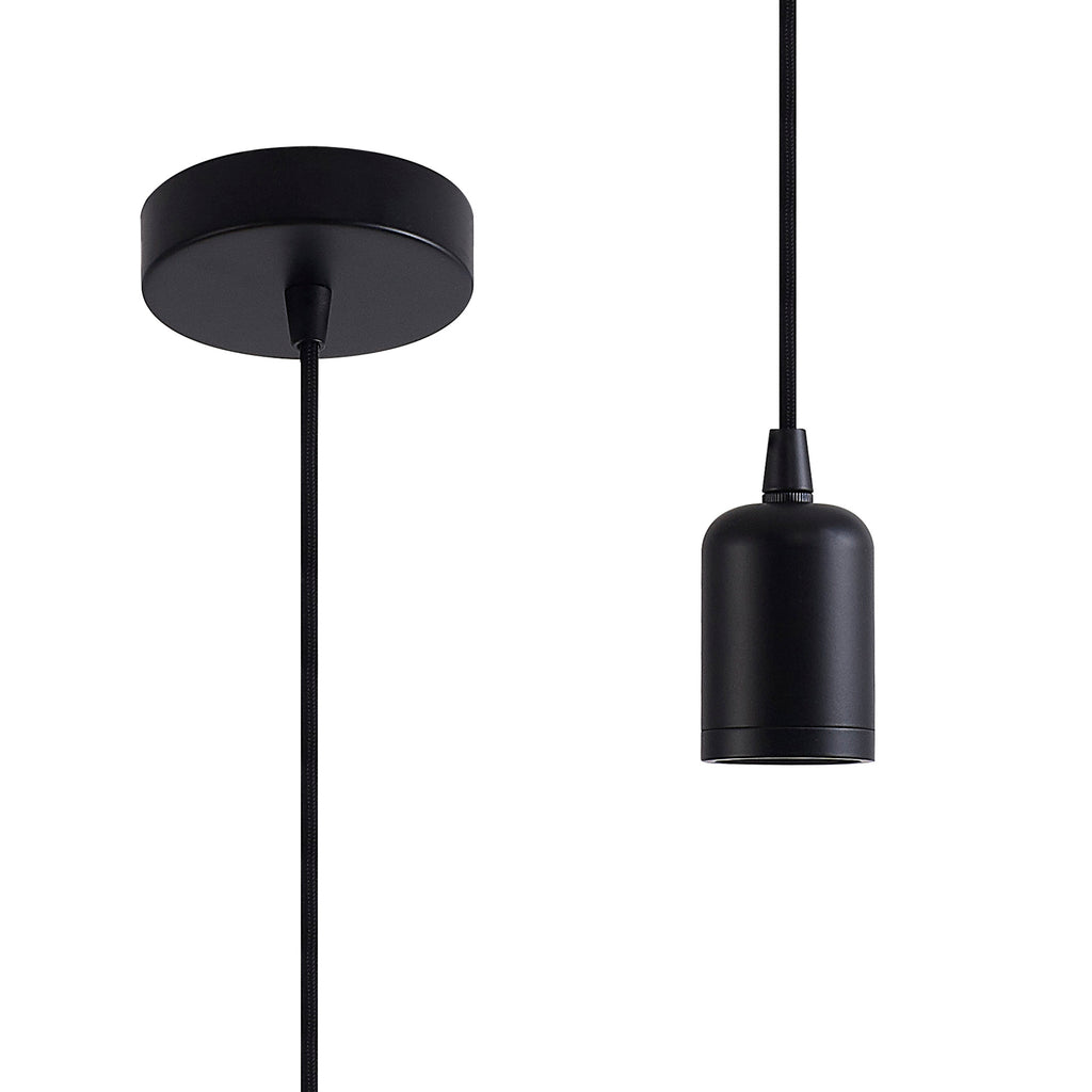Luminosity Single Modern Pendant with 2m Braided Cable and Deep Shade Ring for Thick Glass
