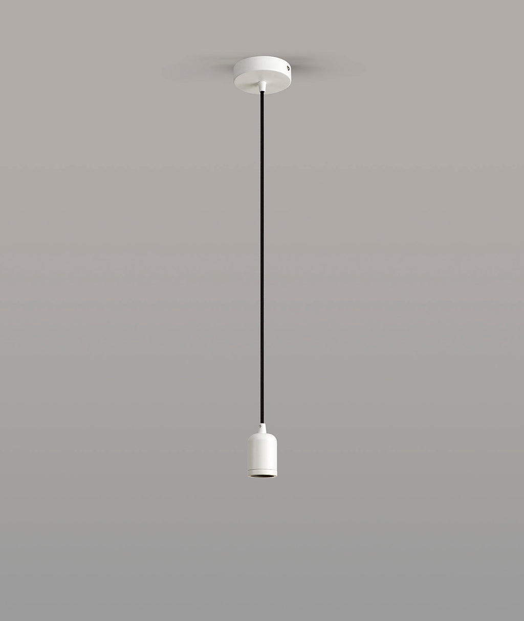 Luminosity Single Modern Pendant with 1m Braided Cable and Deep Shade Ring for Thick Glass