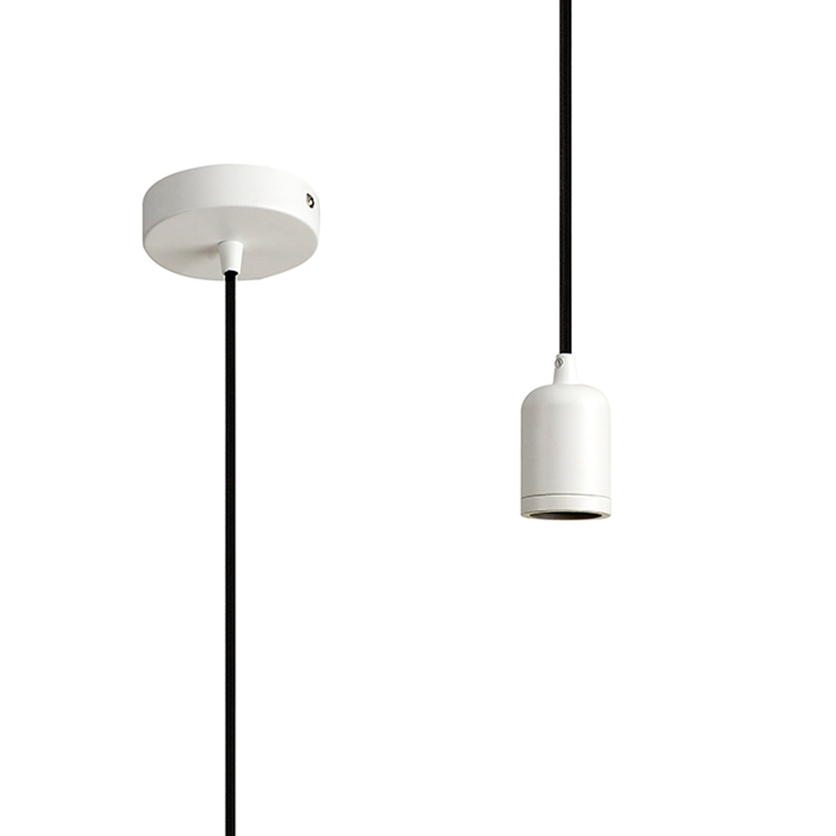 Luminosity Single Modern Pendant with 1m Braided Cable and Deep Shade Ring for Thick Glass