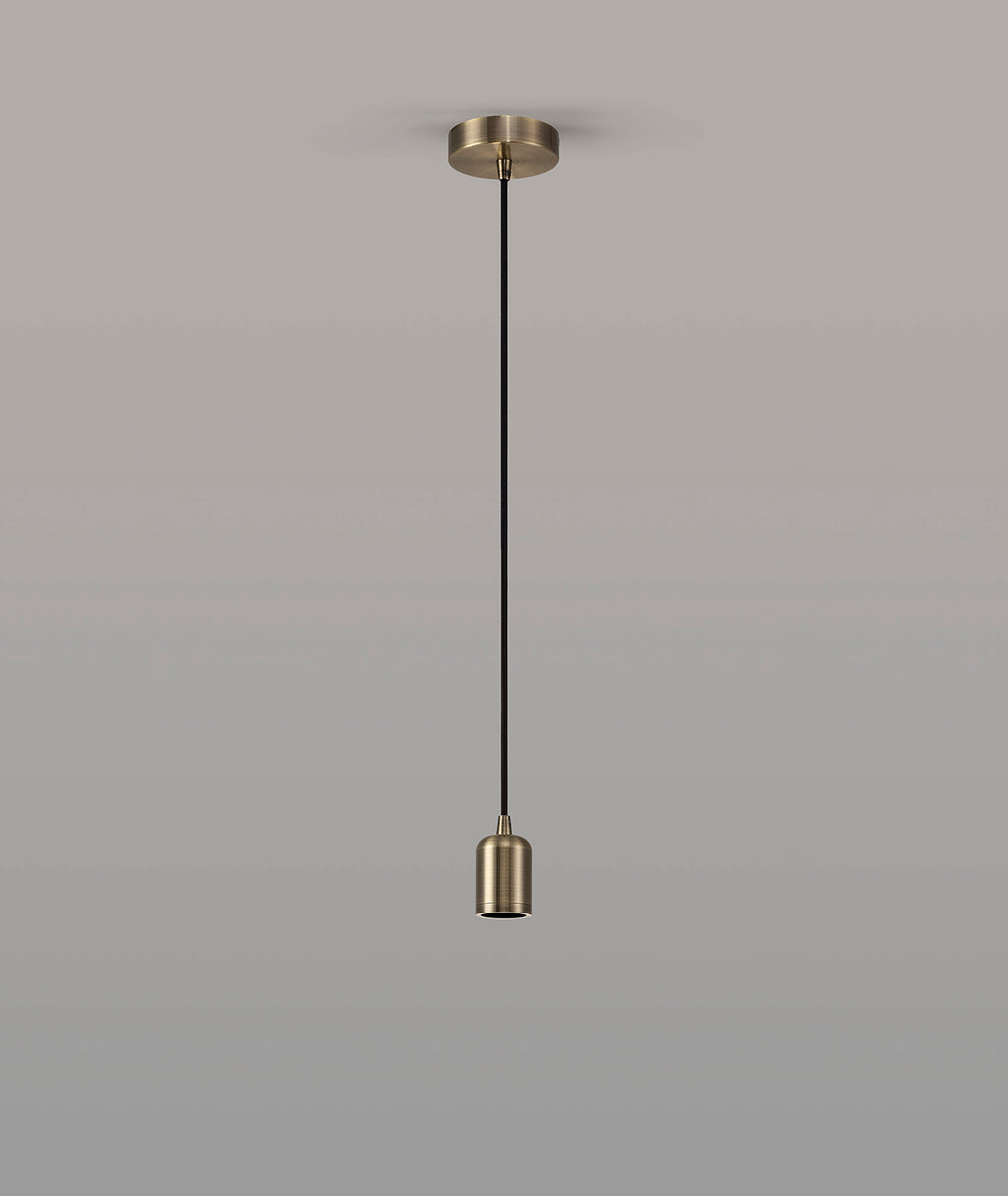 Luminosity Single Modern Pendant with 1m Braided Cable and Deep Shade Ring for Thick Glass