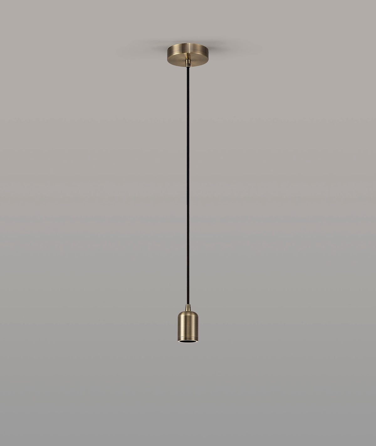Luminosity Single Modern Pendant with 1m Braided Cable and Deep Shade Ring for Thick Glass