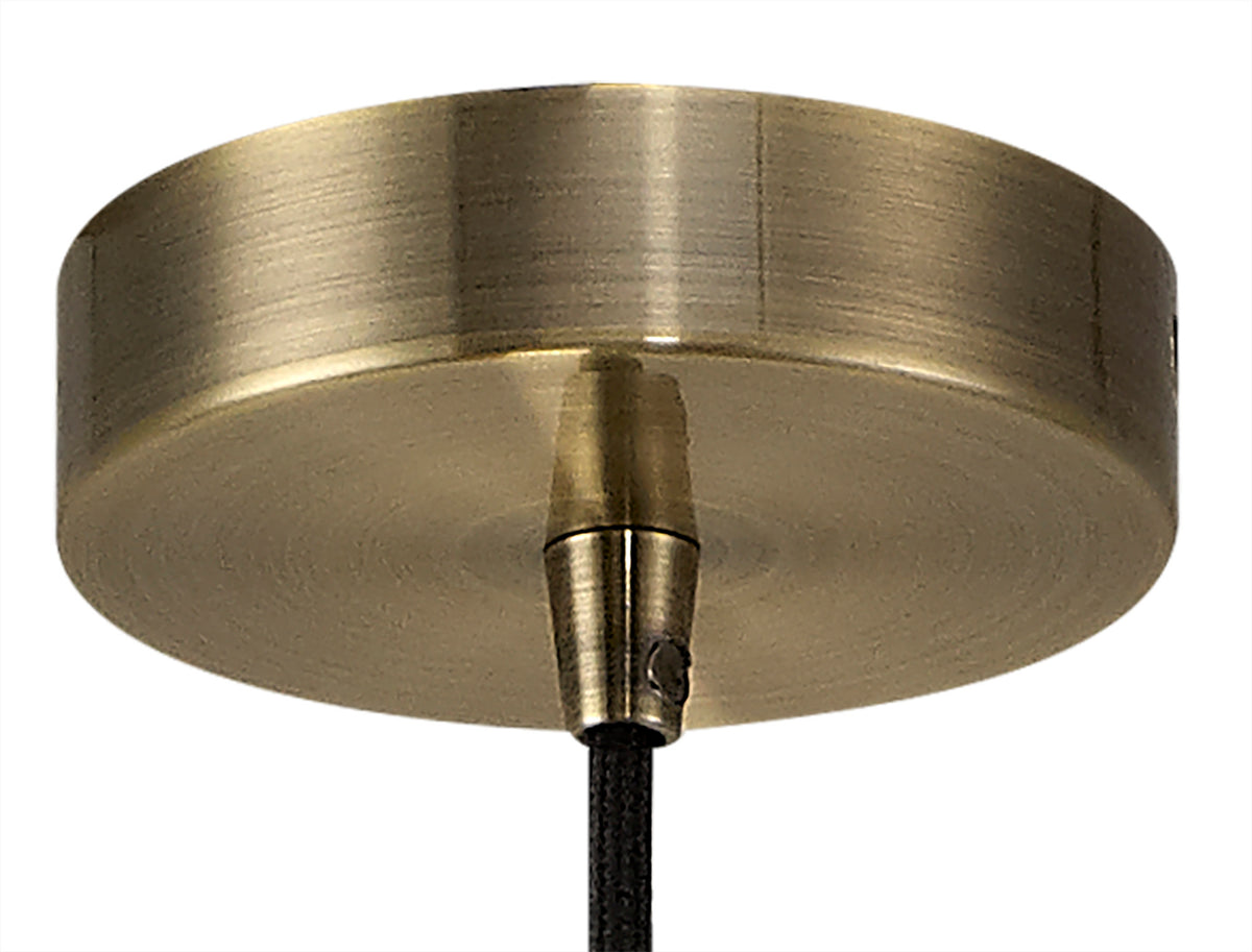Luminosity Single Modern Pendant with 1m Braided Cable and Deep Shade Ring for Thick Glass
