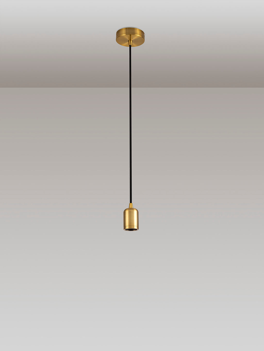 Luminosity Single Modern Pendant with 1m Braided Cable and Deep Shade Ring for Thick Glass